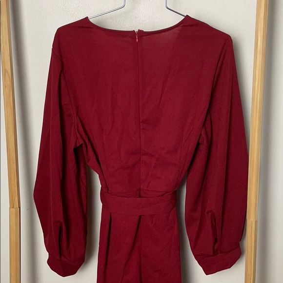 SHEIN Plus Plunging Neck Wrap Belted Pencil Dress - Picture 4 of 11